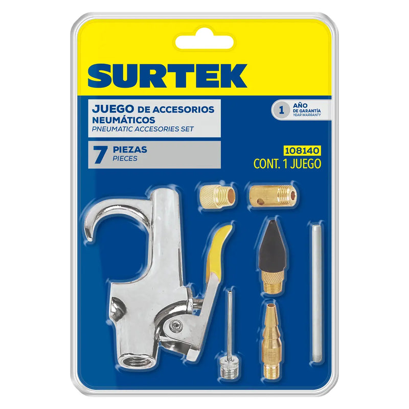 Juego de accesorios neumáticos, 7 piezas Surtek