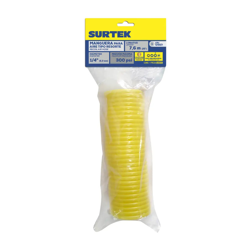 Manguera para aire tipo resorte 3/8" x 7.5 m Surtek