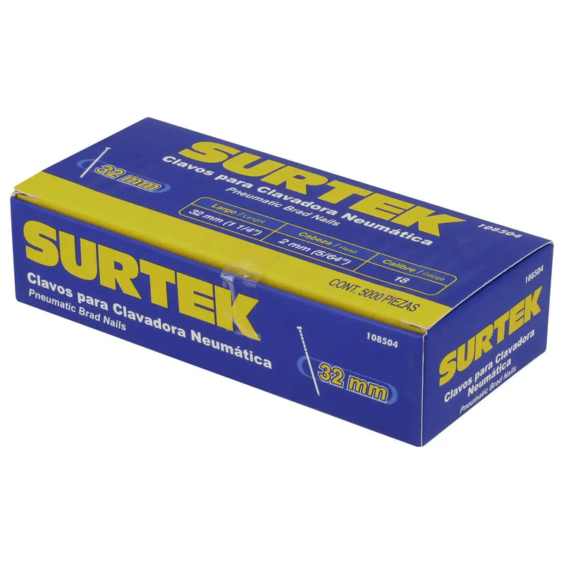 Clavos para clavadora neumática, 5000 piezas calibre 18, Surtek