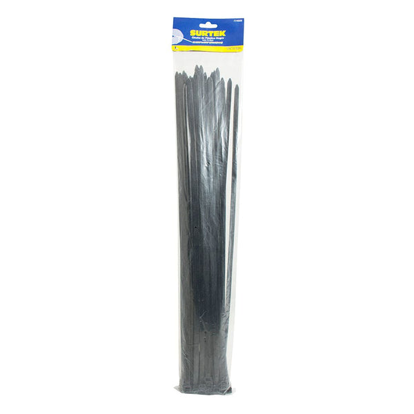 Cinchos plásticos 203 x 3.6 mm, tensión 18 Kg de 50 piezas color negro Surtek