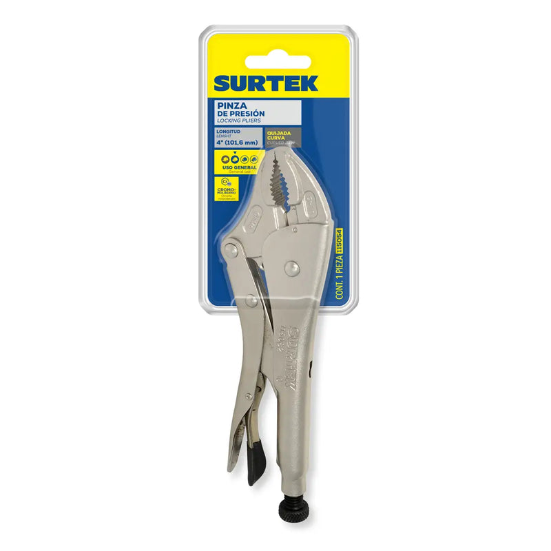 Pinza de presión de 4" quijada curva Surtek