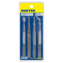 Juego de pinzas de presición tipo tweezer, 4 piezas Surtek
