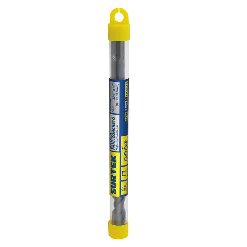 Broca para concreto de acero SDS PLUS 1/4" x 4" con punta de tungsteno Surtek