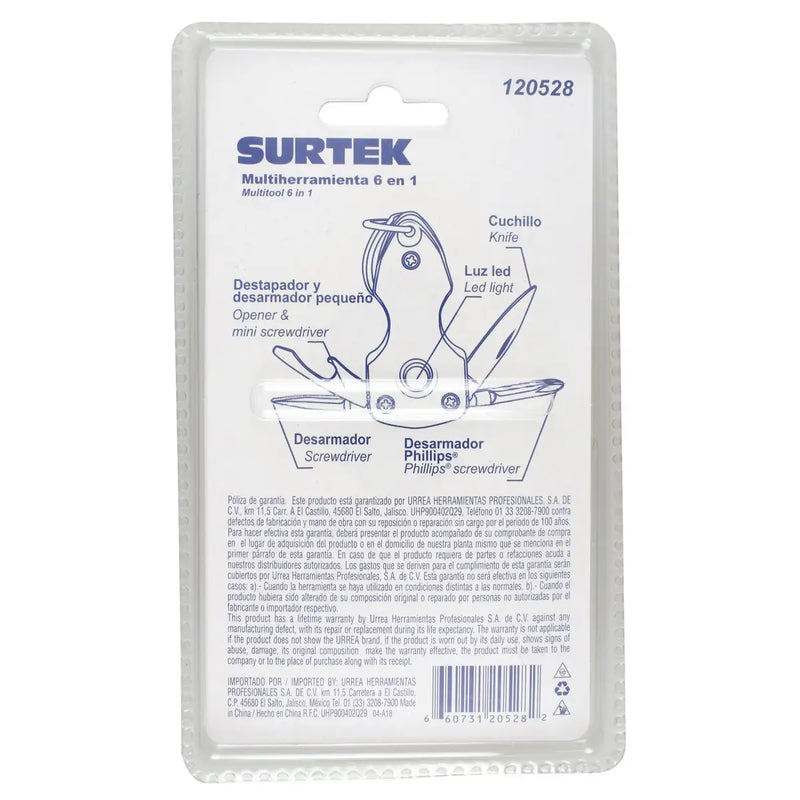 Pinza multiherramienta 6 en 1 tipo llavero Surtek