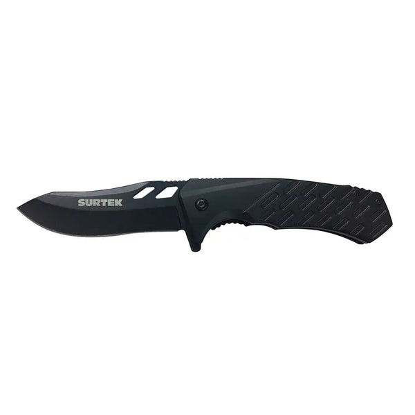 Navaja abatible de acero inoxidable con mango de plástico hoja dentada de 3-1/4" Surtek
