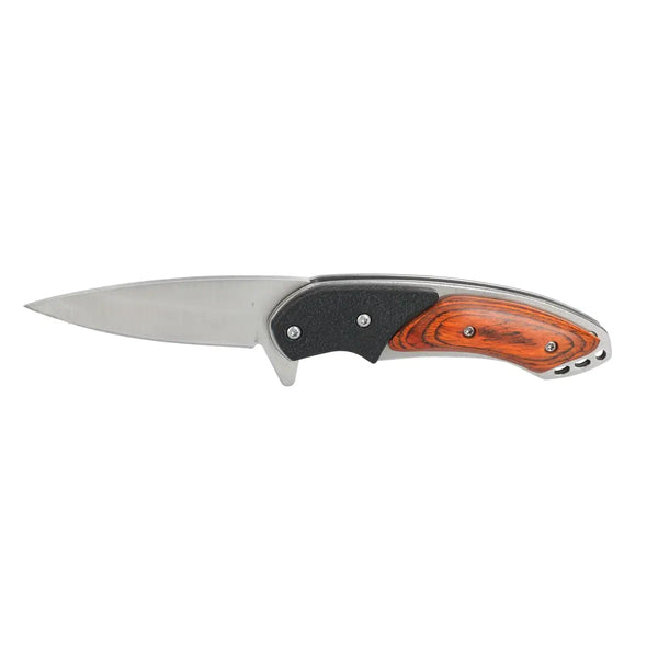 Navaja abatible de acero inoxidable con mango de madera Surtek