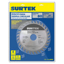 Disco para sierra circular para corte aluminio 80 dientes, 10" Surtek