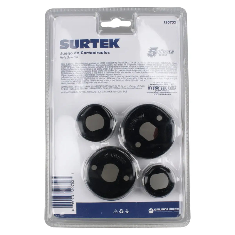 Juego de sierras cortacírculos, 5 piezas Surtek