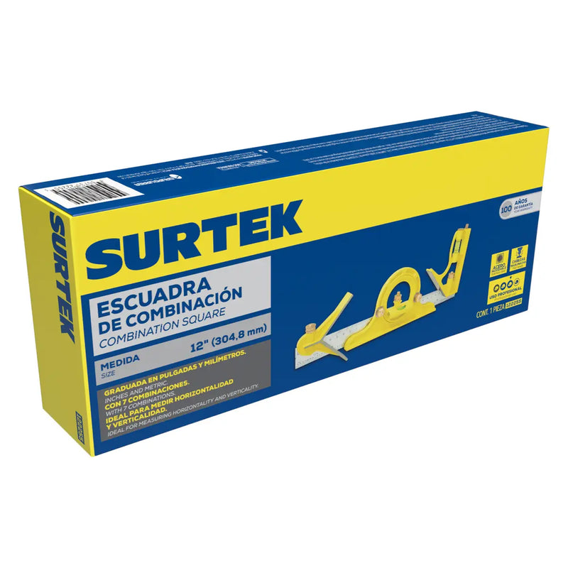 Escuadra de 7 combinaciones con 3 cabezas maquinadas 12" Surtek