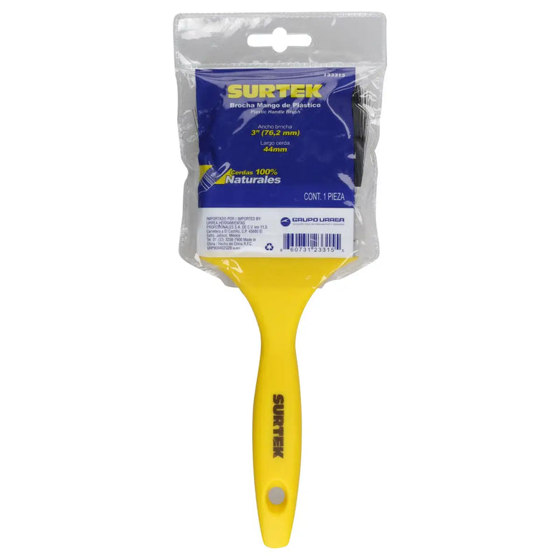 Brocha de cerdas naturales con mango plástico 3" Surtek