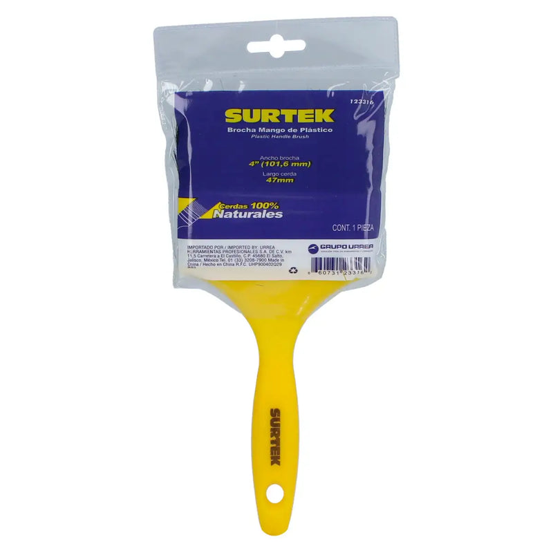 Brocha de cerdas naturales con mango plástico 4" Surtek