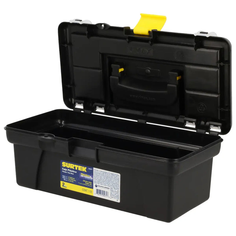 Caja portaherramientas plástica con broches plásticos y organizador 12" x 6" x 5" Surtek