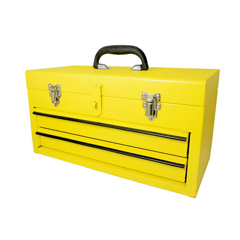 Caja portaherramientas metálica color amarillo con 2 gavetas 18" x 9" x 11" Surtek