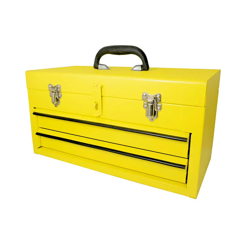 Caja portaherramientas metálica color amarillo con 2 gavetas 18" x 9" x 11" Surtek