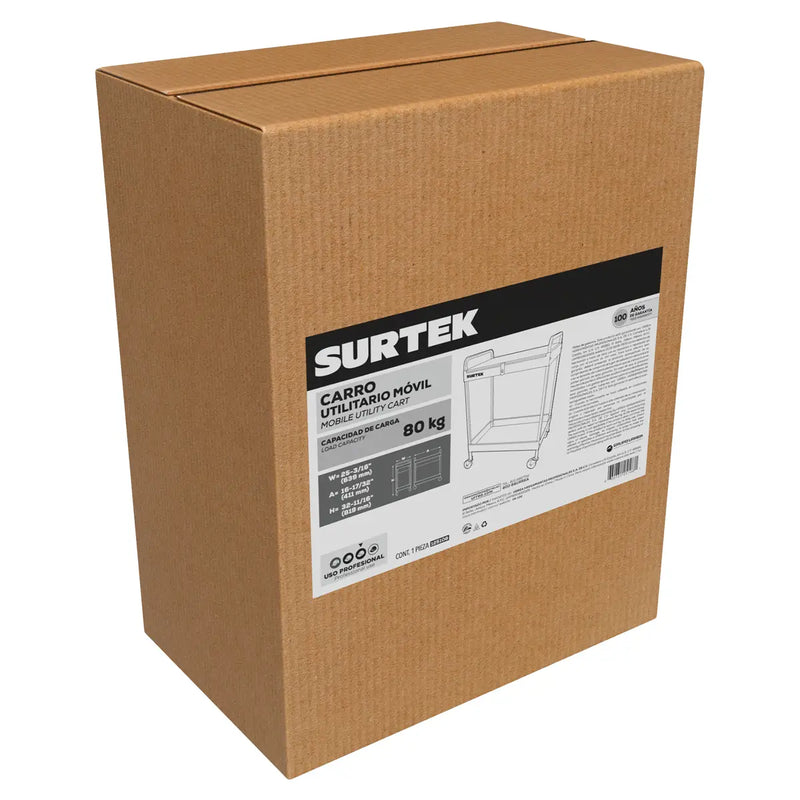 Carro utilitario de lámina 25" 2 niveles Surtek