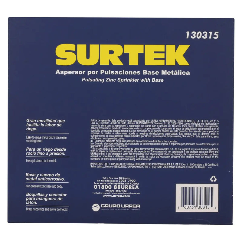Aspersor estacionario con base metálica regulada por pulsación 3/4" GHT Surtek