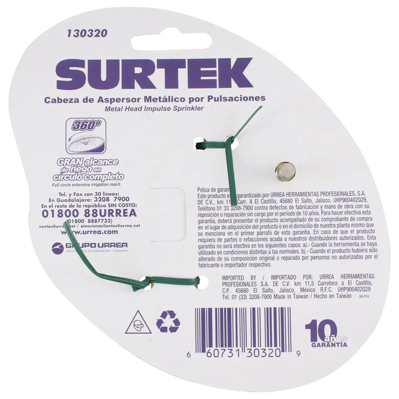 Aspersor metálico regulable por pulsación 3/4" GHT Surtek