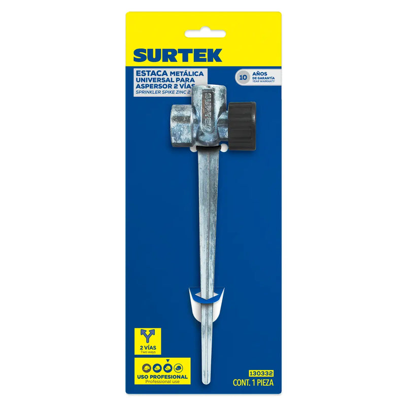 Estaca metálica universal para aspersor 11", 2 vías Surtek
