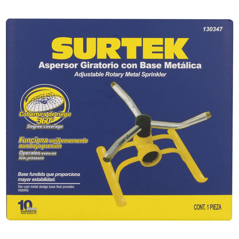 Aspersor estacionario con base metálica de 3 brazos 3/4" GHT Surtek