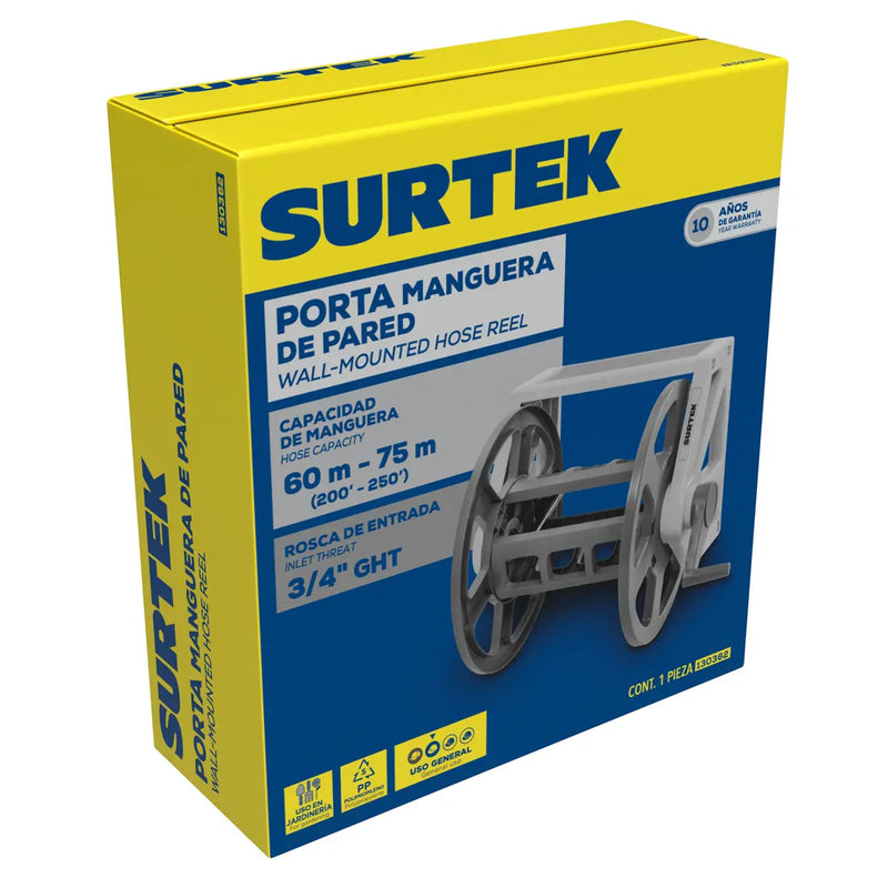 Porta manguera de pared, capacidad de 75 m Surtek