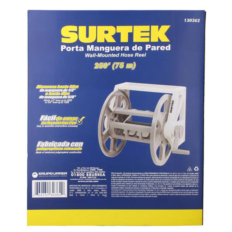 Porta manguera de pared, capacidad de 75 m Surtek