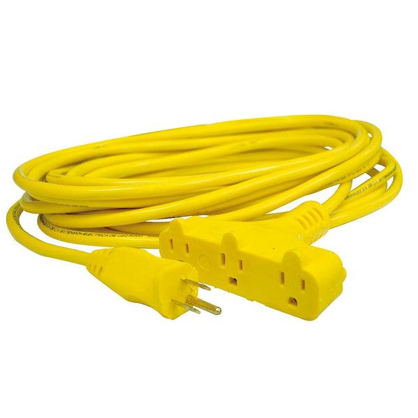 Extensión eléctrica tipo abanico uso rudo aterrizada color amarillo, 8 m Surtek