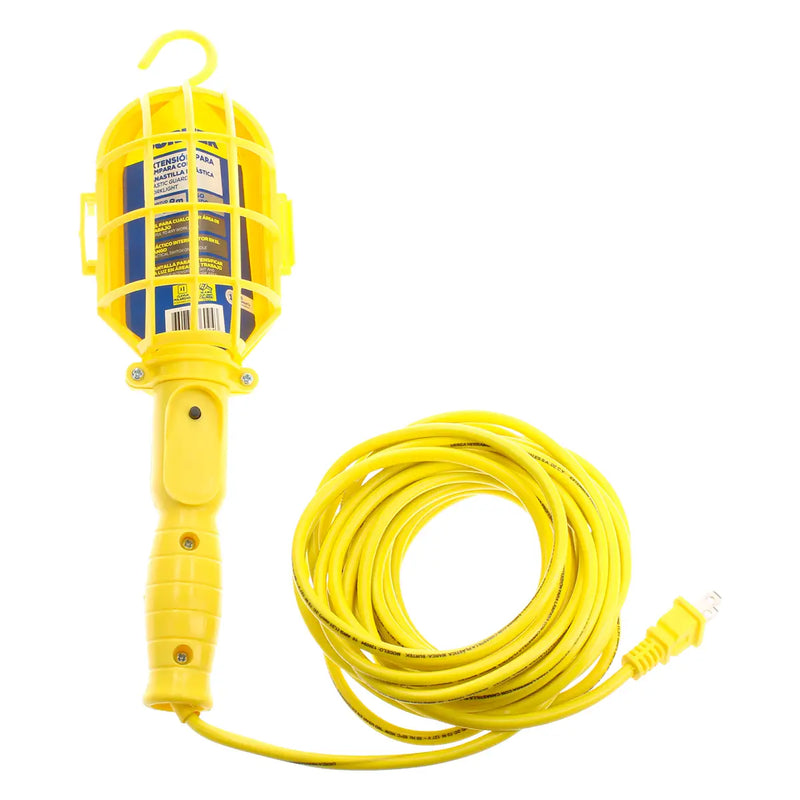 Lámpara de taller con canastilla plástica, color amarillo 8 m Surtek