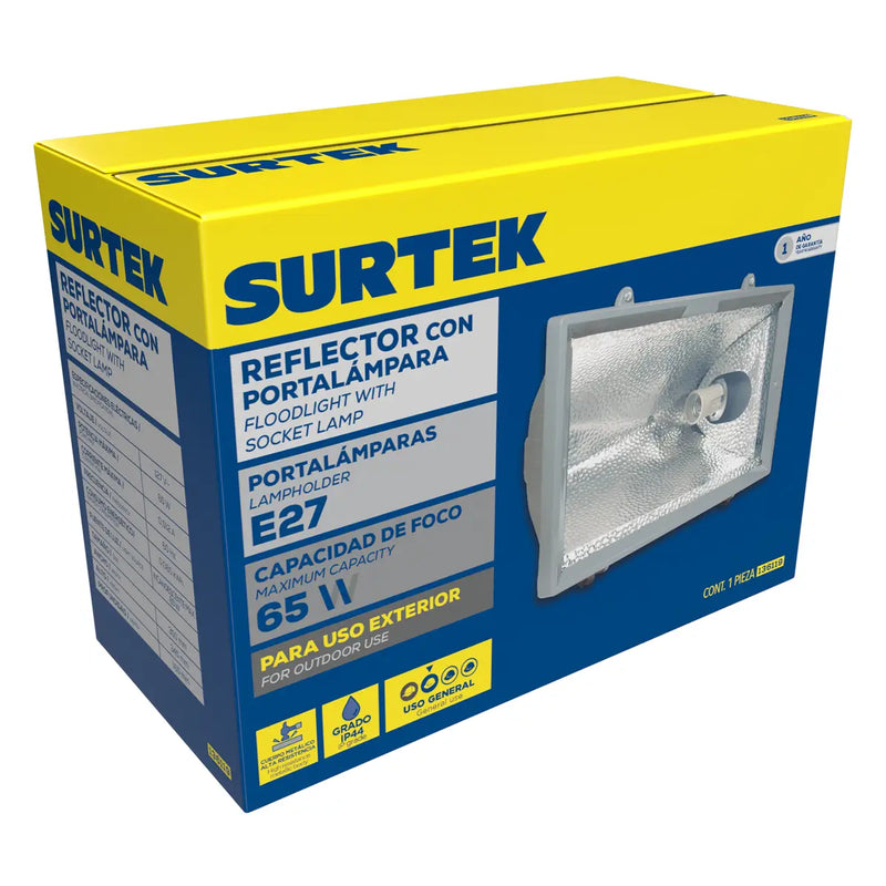 Reflector porta lámpara tipo E27, 65 W Surtek