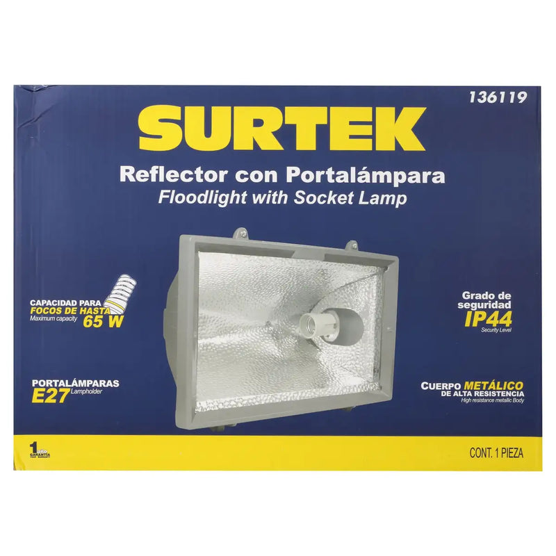 Reflector porta lámpara tipo E27, 65 W Surtek