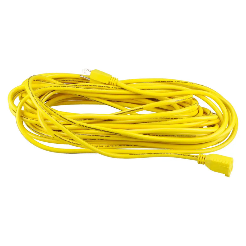 Extensión eléctrica uso rudo aterrizada color amarillo, 15 m Surtek