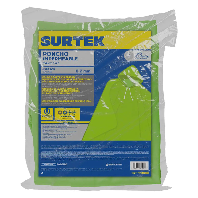 Poncho impermeable de alta visibilidad unitalla Surtek
