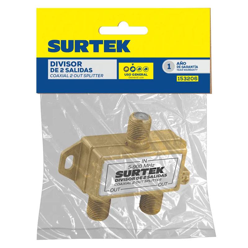 Divisor coaxial , 1 entrada 2 salidas Surtek