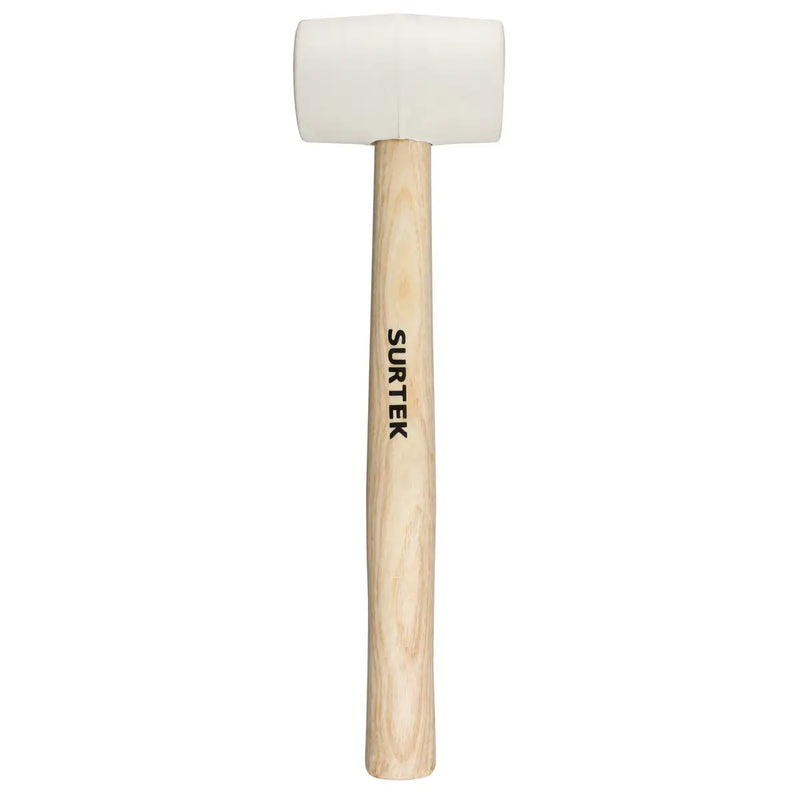 Mazo con cabeza de hule blanco con mango de madera de 12", 8 oz Surtek