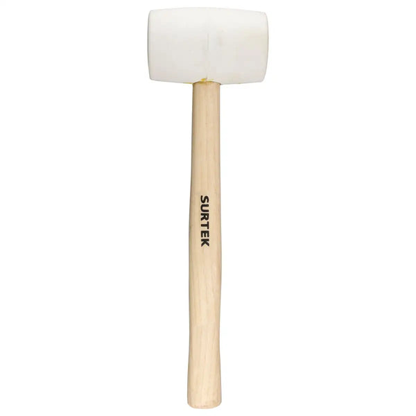 Mazo con cabeza de hule blanco con mango de madera de 14", 16 oz Surtek