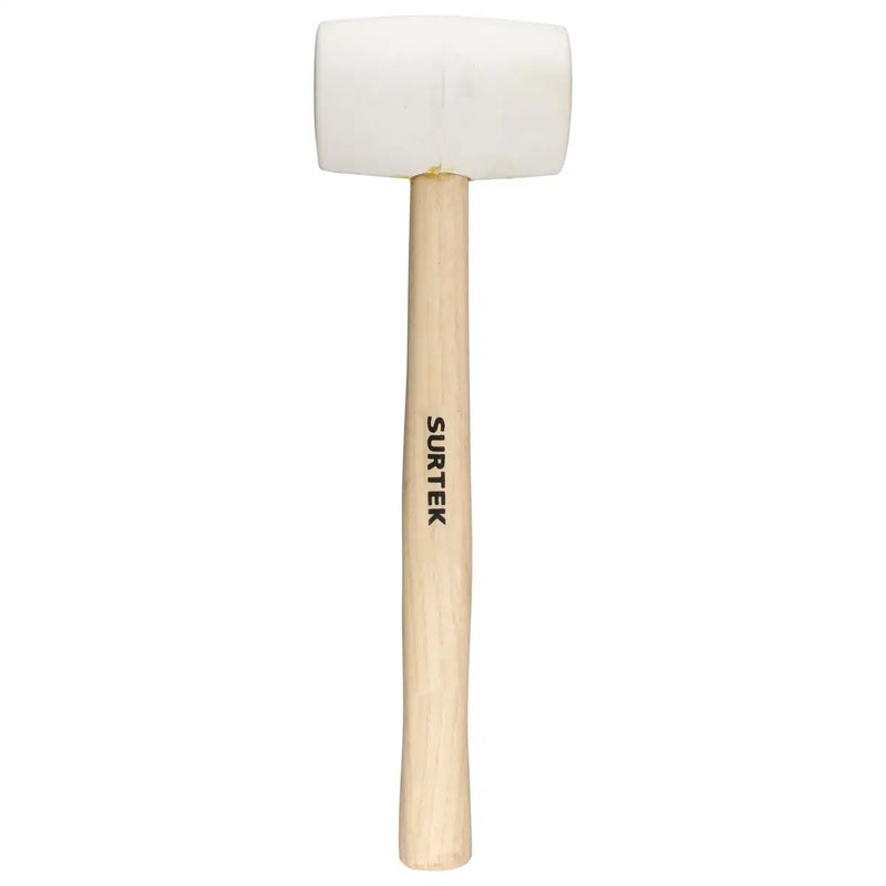 Mazo con cabeza de hule blanco con mango de madera de 14", 16 oz Surtek