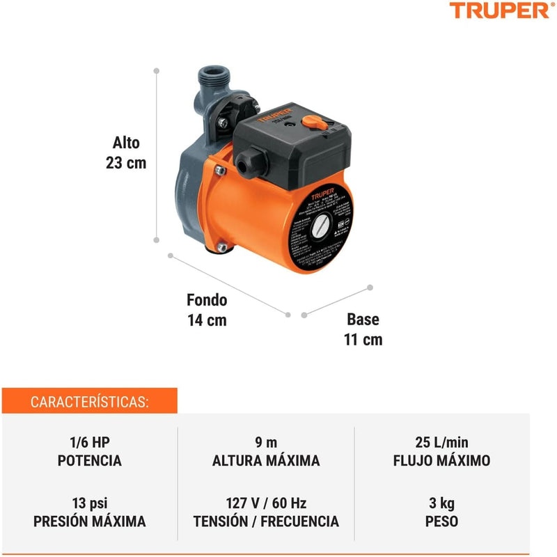 Bomba presurizadora de 1/6 hp