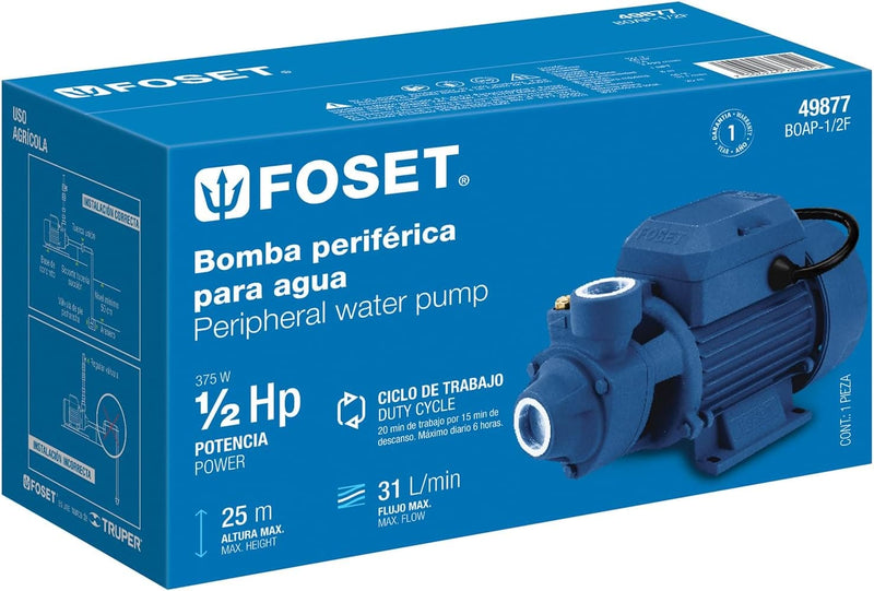 Bomba electrica periferica de 1/2 hp