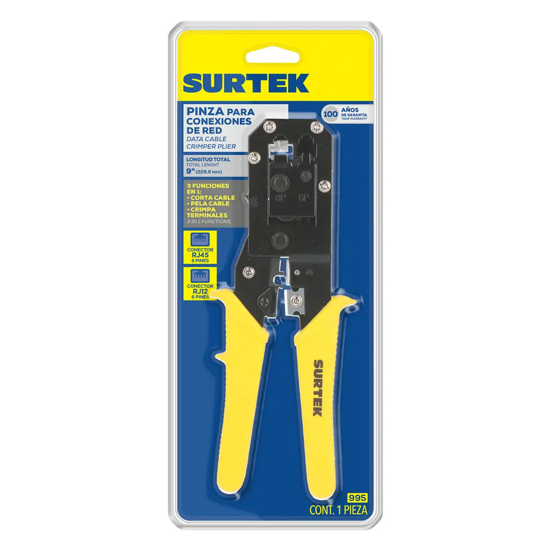 Pinza ponchadora modular 9" para conectores RJ12 Surtek