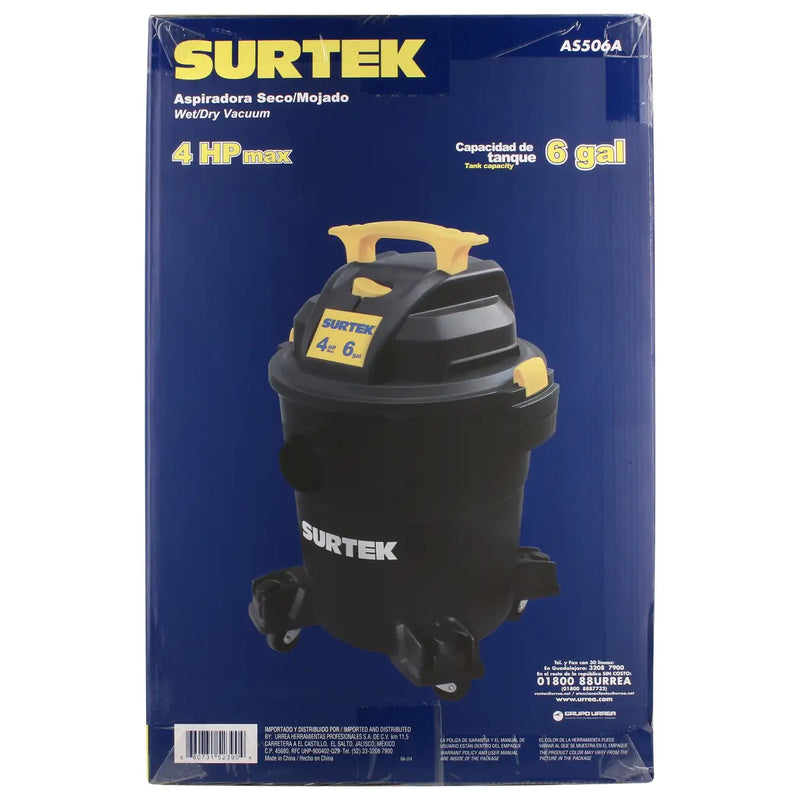 Aspiradora 6 galones 4 HP, 120 V Surtek