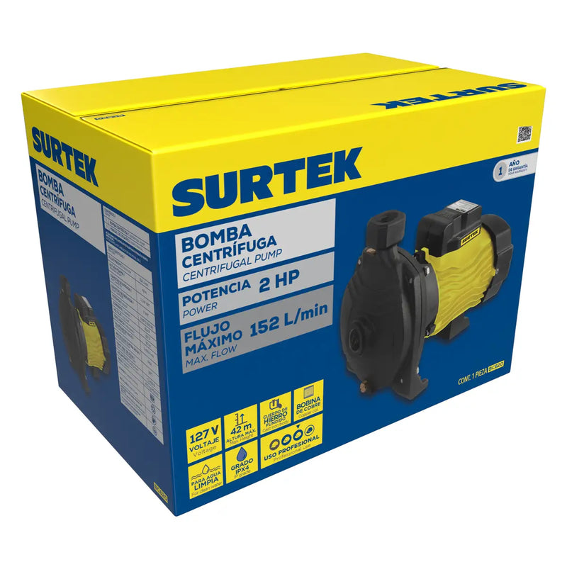 Bomba centrífuga para agua limpia 2 HP 127 V Surtek