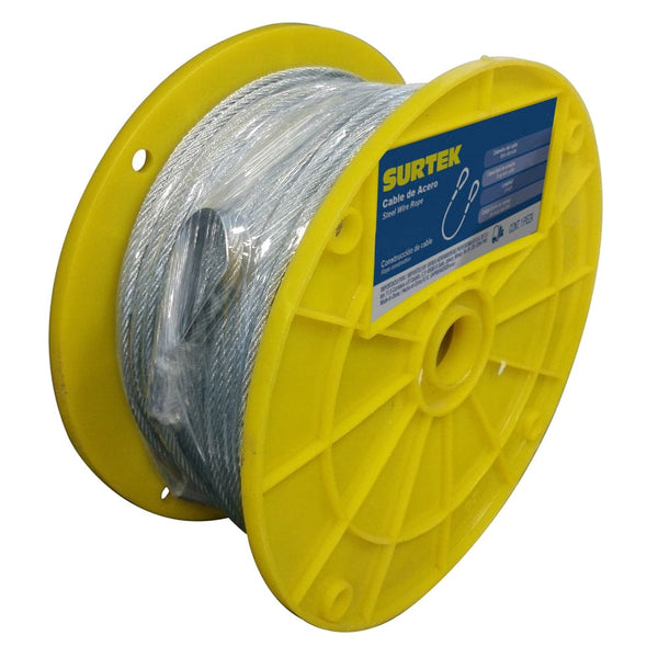 Cable de acero con guardacabo 1/8" x 76 m construcción de 7 x 7 Surtek