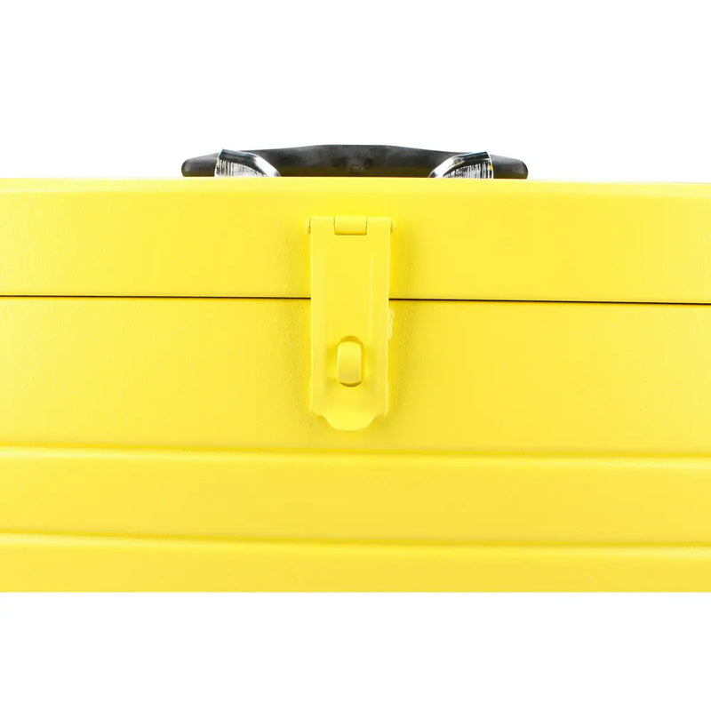 Caja portaherramientas metálica color amarillo con charola 19" x 7" x 6" Surtek