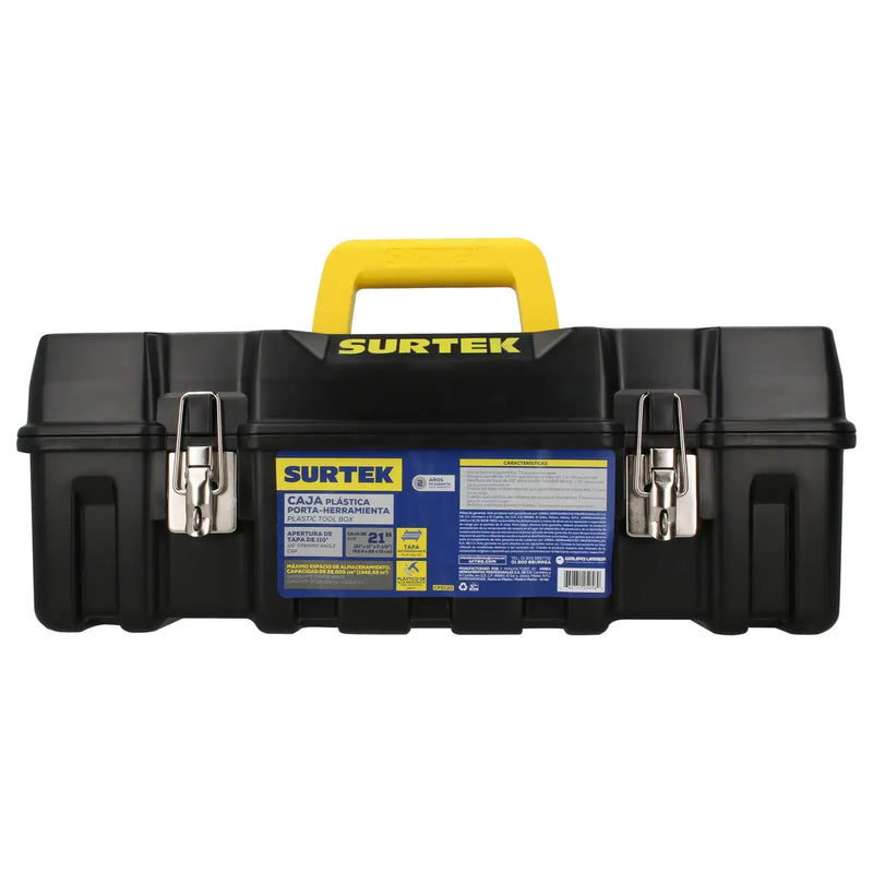 Caja portaherramientas plástica con broches metálicos 21" x 11" x 7" compacta Surtek