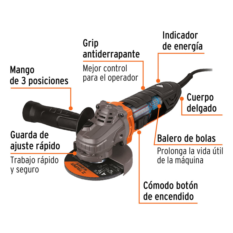 Esmeriladora angular 4-1/2", 950W, ERGO PRO