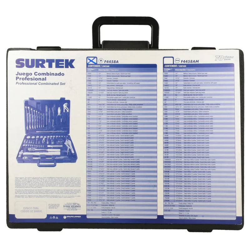 Juego combinado de herramienta, 70 piezas Surtek