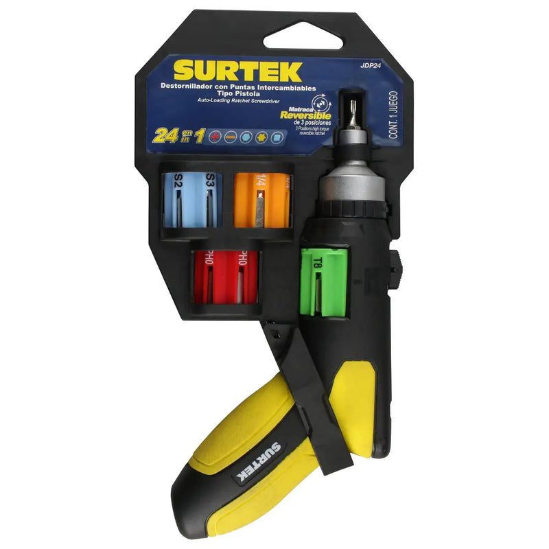Juego de puntas y accesorios hexágono de 1/4", 25 piezas Surtek