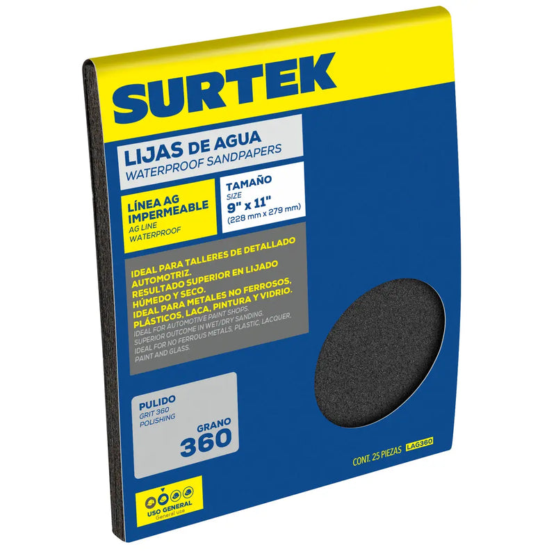Lija de agua, grano 360 Surtek