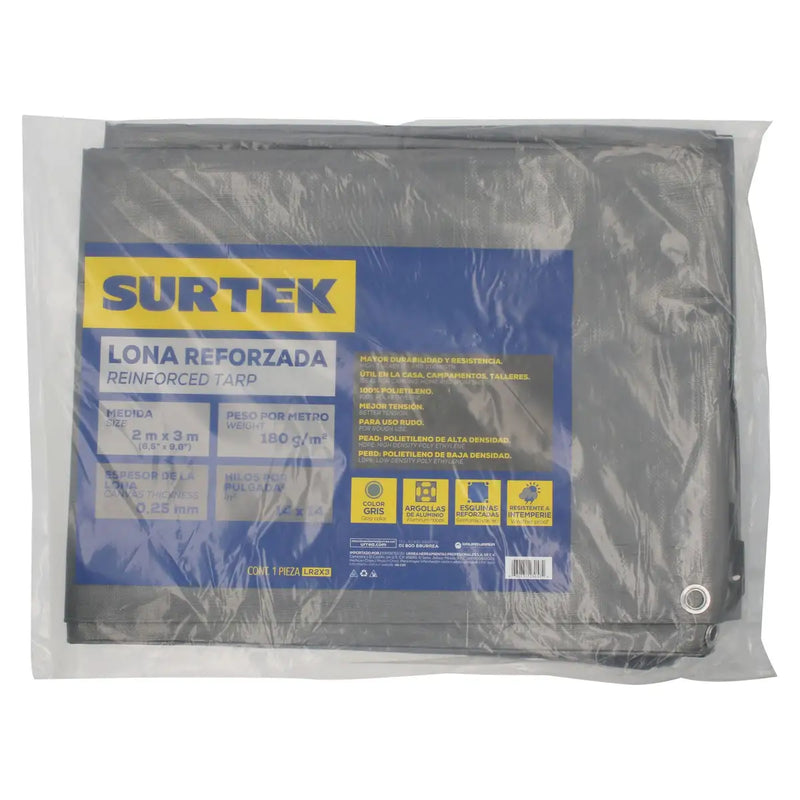 Lona de polietileno reforzada color gris 2 x 3 m Surtek