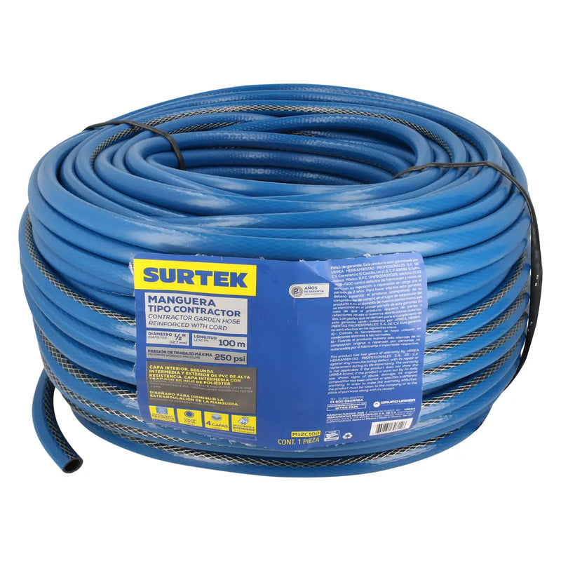 Manguera para jardín contractor en rollo 1/2", 100 m Surtek