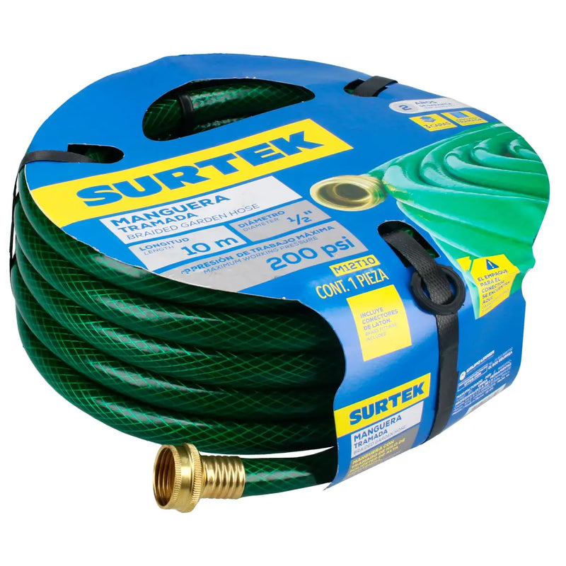 Manguera para jardín tramada con conector metálico 1/2", 10 m Surtek